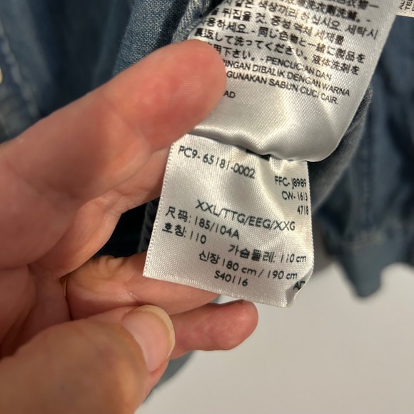 Levi's Mens Denim Western Shirt XXL Blue Long Sleeve Snap Button Pockets - Picture 7 of 12